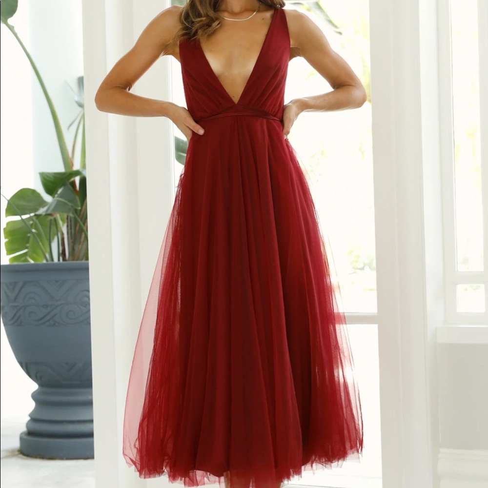 Maroon Midi Dress from Hello Molly Medium